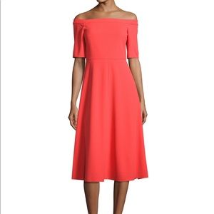 Tibi off the shoulder crepe dress coral 10